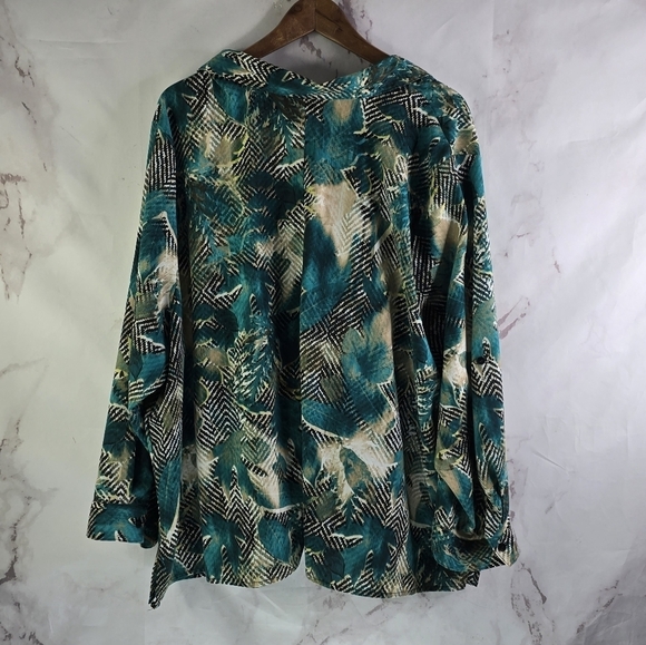 Catherines Shirt Womens 3X 26W 28W Green Blouse Button Up Long Sleeve Top - Picture 5 of 10